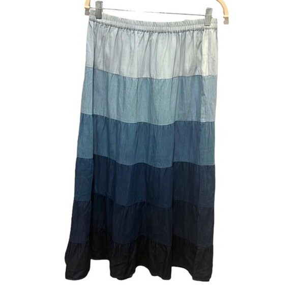 New Direction tiered chambray pull on maxi skirt size Medium - Picture 2 of 6